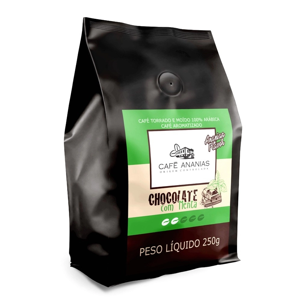 cafe Ananias 100% arábica em pó para coador aroma chocolate com menta com 250 gramas